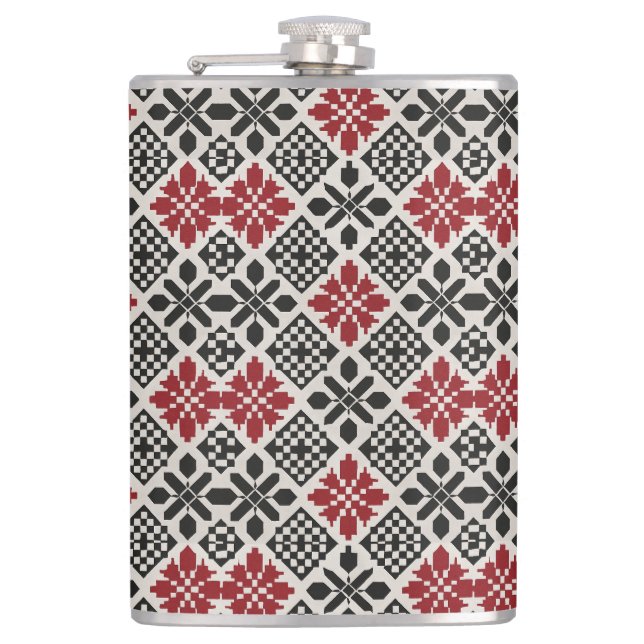 Cantil Rótulo do Padrão Folk Branco Vermelho Branco Keffi (Frente)