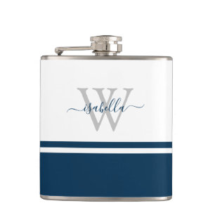 Cantil Rótulo Monogramado Moderno Azul-Navy
