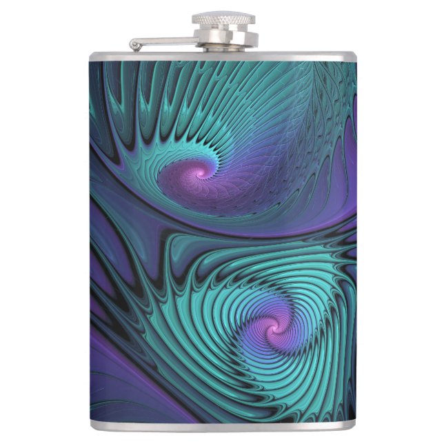 Cantil Roxo Conhece Arte Fractal Abstrato moderna Turques (Frente)