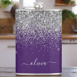 Cantil Roxo Silver Glitter Girly Glam Monograma<br><div class="desc">Silver e Sparkle Roxo - Brilhante Brutos - Nome do Monograma de Metal e Frasco Inicial. Isto faz o doce e perfeito aniversário de 16 anos,  casamento,  chá de panela,  aniversário,  chá de fraldas ou festa de solteira presente para alguém que ama luxo de luxo e estilos quíticos.</div>