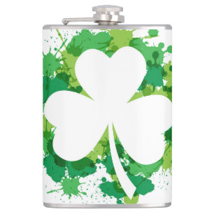 Cantil Ruas. Patricks Clover Vinyl Wrapface Flask