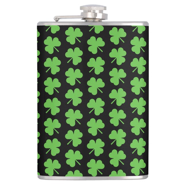 Cantil Ruas. Patricks Clover Vinyl Wrapface Flask (Frente)