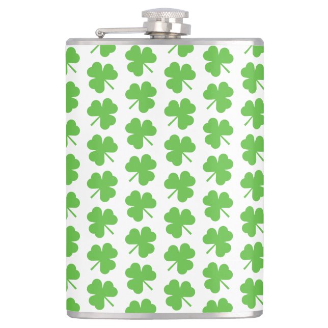 Cantil Ruas. Patricks Clover Vinyl Wrapface Flask (Frente)