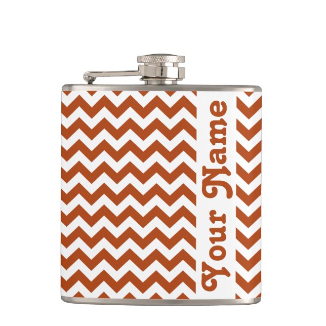 Cantil Rust Red Safari Chevron com nome personalizável (Frente)