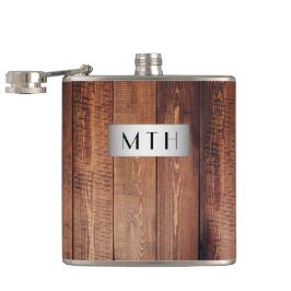 Cantil Rústico Monograma de Madeira Frasco
