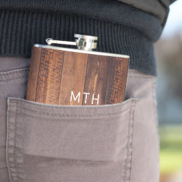 Cantil Rústico Monograma de Madeira Frasco
