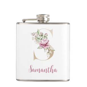 Cantil S Inicial, S Letra Dourada, Monograma S, Floral Ro