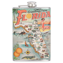 Cantil Saudações do mapa turístico antigo da Flórida