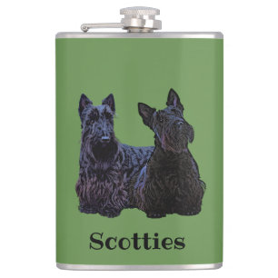 Cantil Scottish Terrier black, sentado/em pé