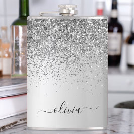 Cantil Script Girly Sparkle Glitter Monograma de Silver