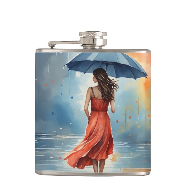 Cantil Senhora Sexy em Chuva com Guarda-chuvas - Arte em  (Frente)