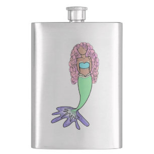 Cantil sereia arco-íris rosa azul roxo verde preto encara