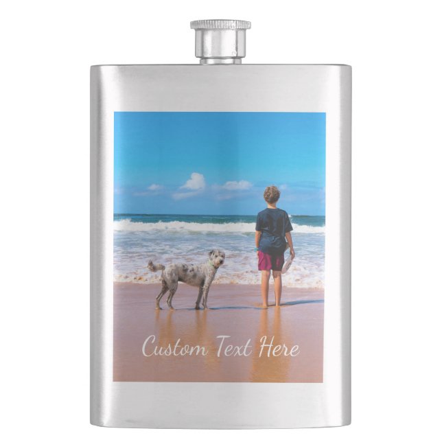Cantil Seu Flask de Foto com Texto Personalizado (Frente)