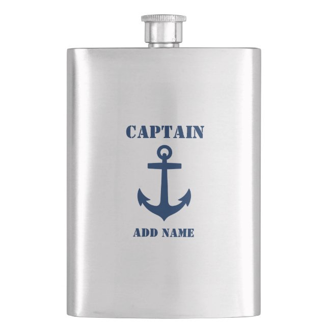 Cantil Seu Nome Capitão Flask Anchor (Frente)