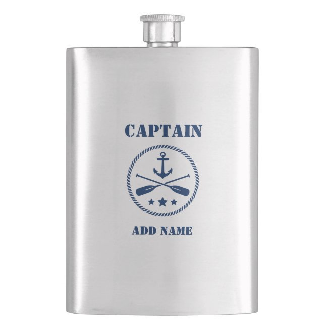 Cantil Seu nome Capitão Flask Anchor & Oars (Frente)