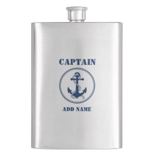 Cantil Seu Nome Capitão Flask Anchor & Rope