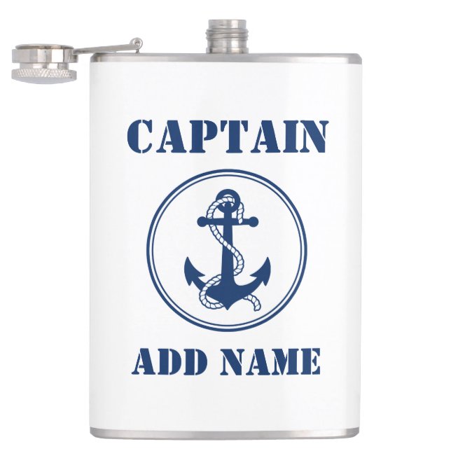 Cantil Seu nome Capitão Flask Anchor & Rope White (Aberto)