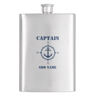 Cantil Seu Nome Capitão Flask Compass Anchor