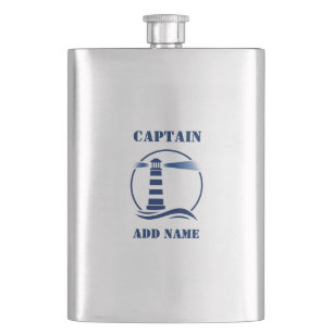 Cantil Seu Nome Capitão Flask Marinho De Farol Personali