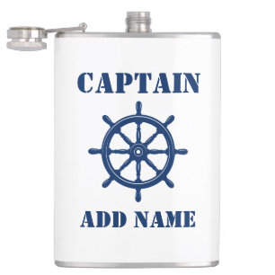 Cantil Seu Nome Capitão Flask Navio Helm Roda