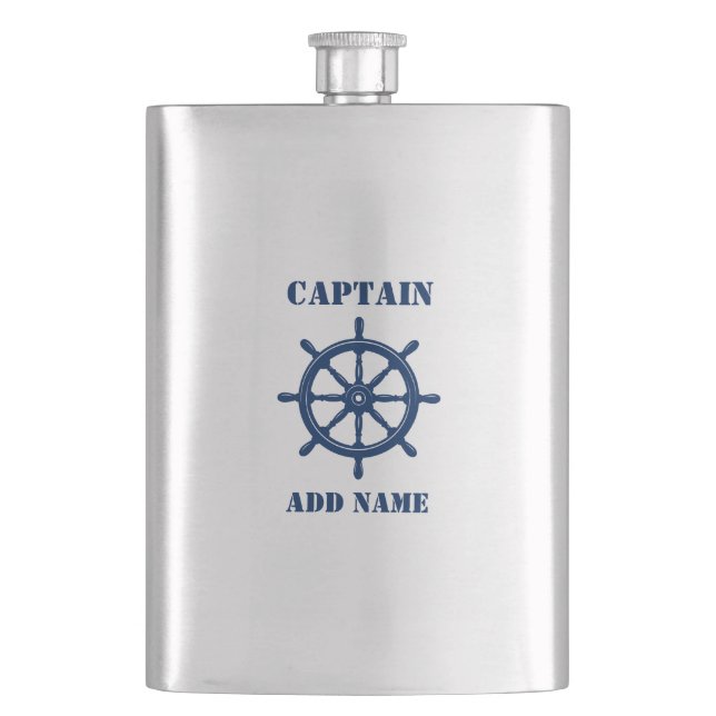 Cantil Seu Nome Capitão Flask Navio Marinho de Helm Roda (Frente)