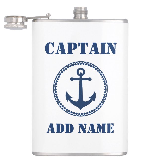 Cantil Seu Nome Capitão Mar Flask Anchor White (Aberto)