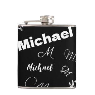 Cantil Seu nome e padrão personalizado de monograma preto