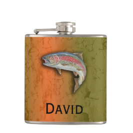 Cantil Seu nome nesta garrafa da truta de arco-íris