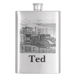 Cantil Seu nome nesta garrafa retro do caminhão