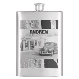 Cantil Seu nome neste Flask Retro Sedan