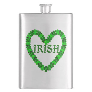 Cantil Shamrock Heart Flask Irlandês