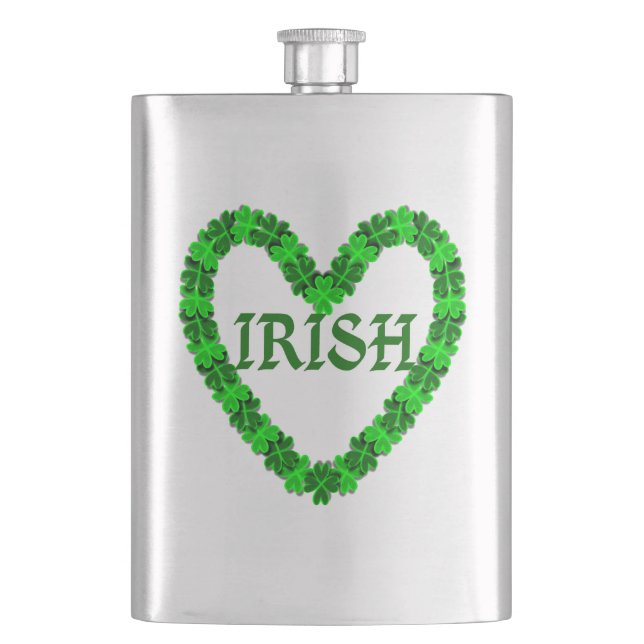 Cantil Shamrock Heart Flask Irlandês (Frente)