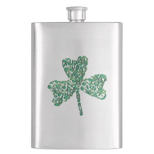 Cantil Shamrock Music Notes Flask