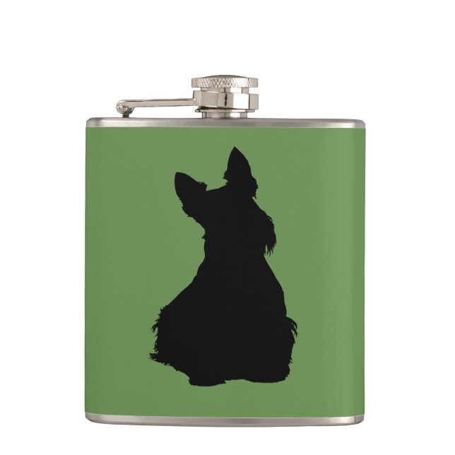 Cantil silhueta sentada de Terrier Escocês preto e branco (Frente)