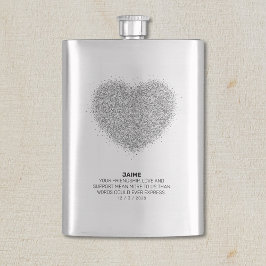 Cantil Silver Glitter Personalized BRIDAL PARTY Hip Flask