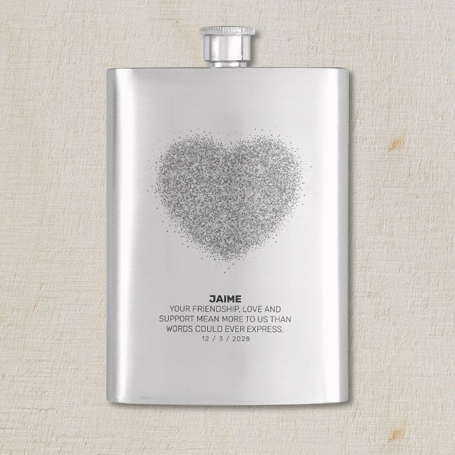Cantil Silver Glitter Personalized BRIDAL PARTY Hip Flask (Criador carregado)