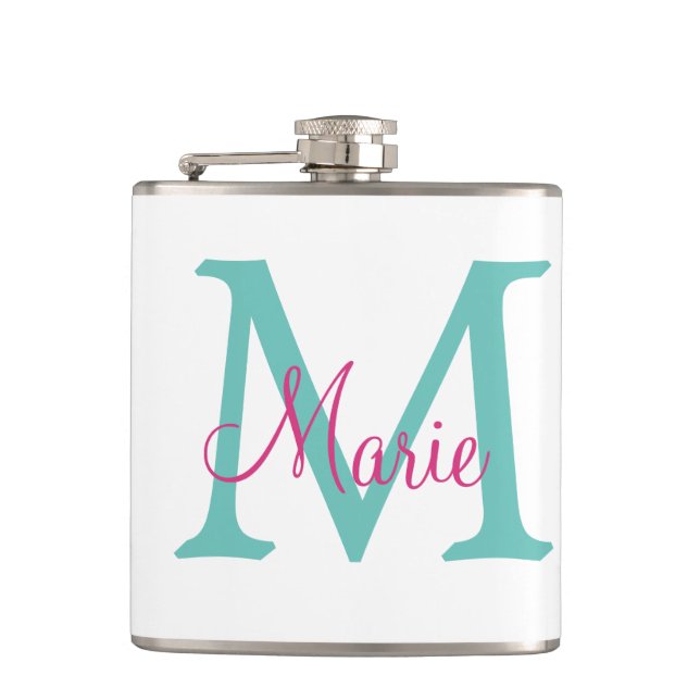 Cantil simple minimal add name monogram green pink blue t (Frente)