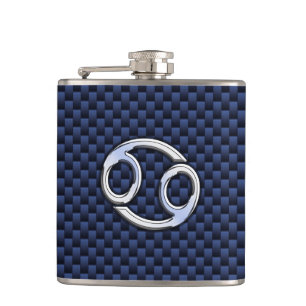 Cantil Sinal de Cancer prateado no Impressão de fibra de 