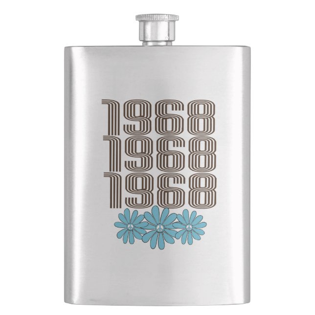 Cantil Sinal de Paz de 1968 Aqua Hippie Flower Power (Frente)