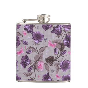 Cantil sinos de mão violetas e teste padrão de borbolet