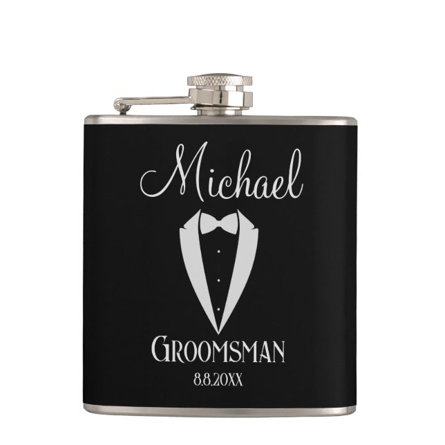 Cantil smoking com laço padrinho preto e branco (Frente)