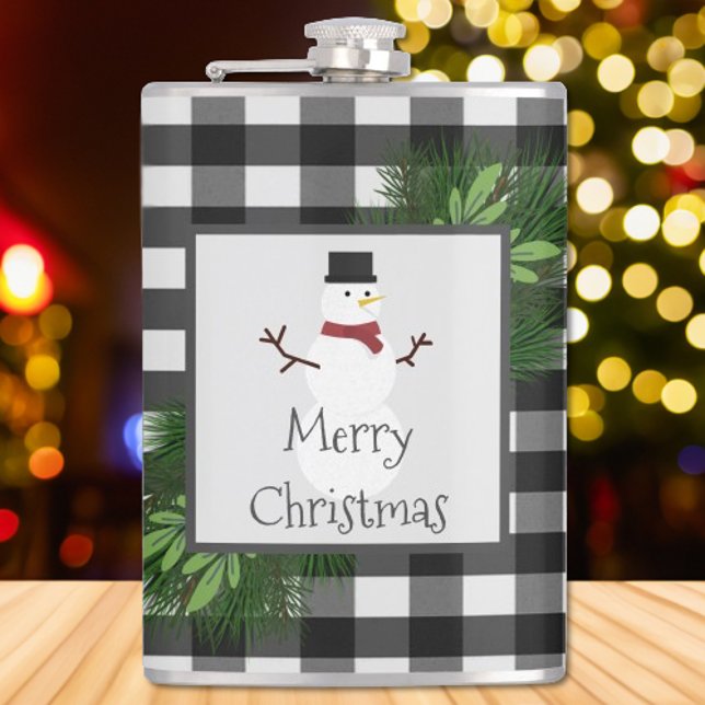 Cantil Snowman Buffalo Xadrez Flask (Snowman Buffalo Plaid Flask)