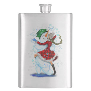 Cantil Snowman de Natal e Raparigas Dancers Flask