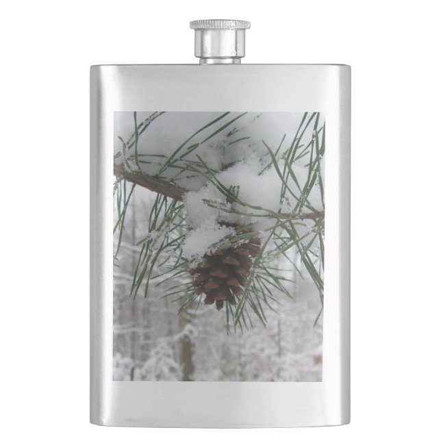 Cantil Snowy Pine Branch Winter Nature Fotografia (Frente)
