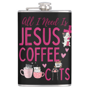 Cantil Só preciso de Jesus, Café e Gatos Cristão Fu