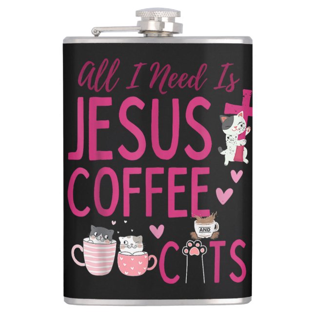 Cantil Só preciso de Jesus, Café e Gatos Cristão Fu (Frente)