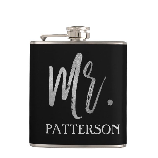 Cantil Sobrenome Flask with Silver Foil Typografia (Frente)