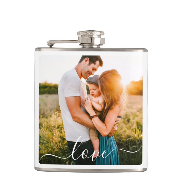 Cantil Solteiro Foto Cursiva Texto de Amor Branco (Frente)