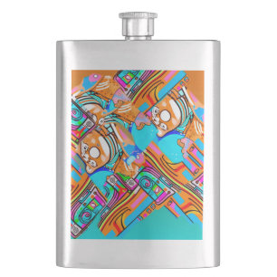Cantil Sonhos Elétricos Laranja E Ciano — Desenho Abstrat
