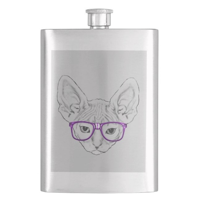 Cantil Sphynx Nerdy Geeky engraçado com vidros gravados (Frente)